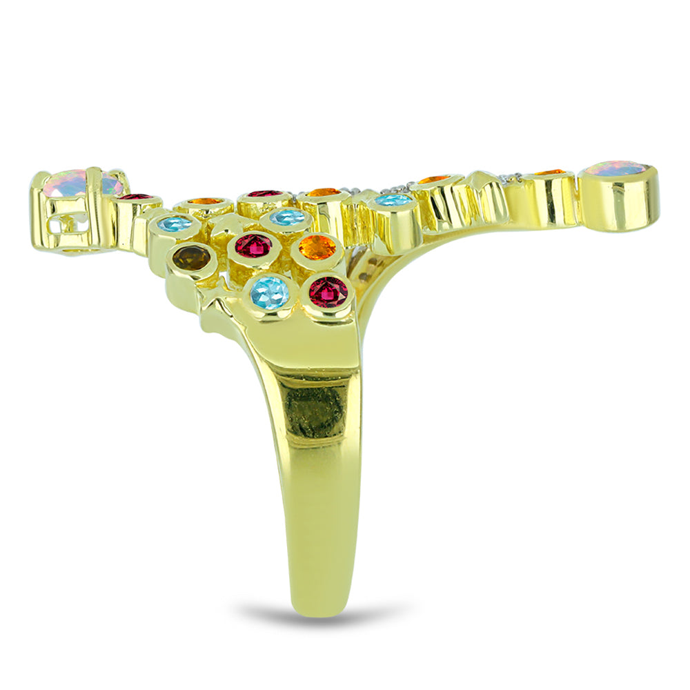 Goldplattierter Silberring mit Welo-Opal und Chakra Turmalin