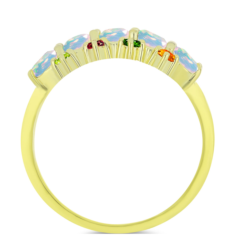 Goldplattierter Silberring mit Welo-Opal und Chakra Turmalin