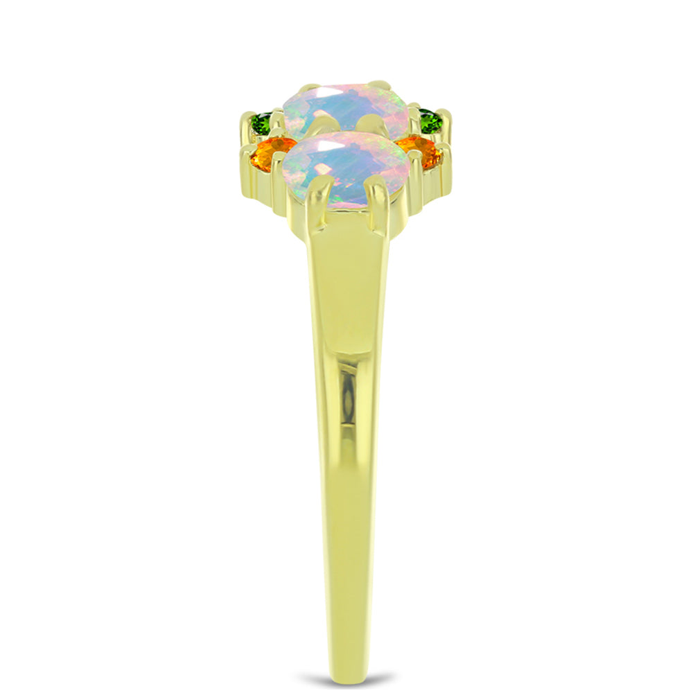 Goldplattierter Silberring mit Welo-Opal und Chakra Turmalin