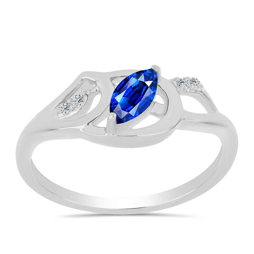 Silberring mit australischem blauem Saphir und weißem Topas
