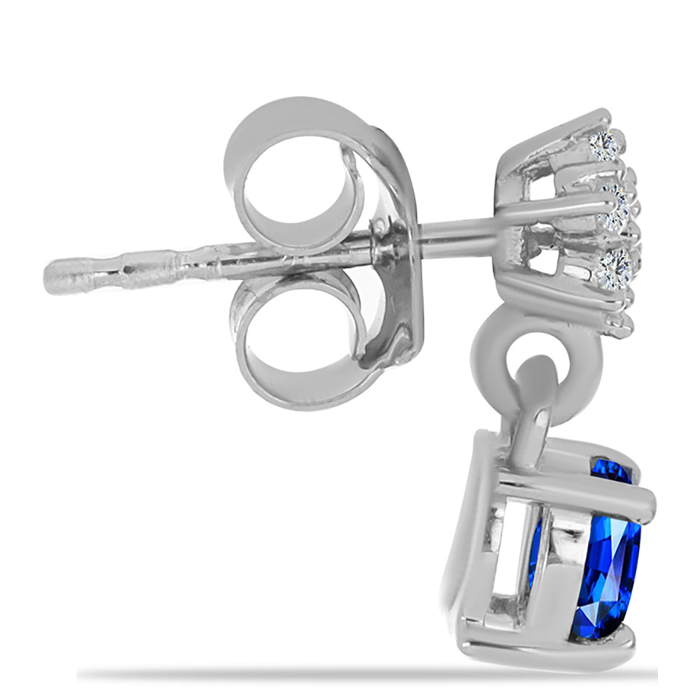Silberohrringe mit australischem blauem Saphir und weißem Topas