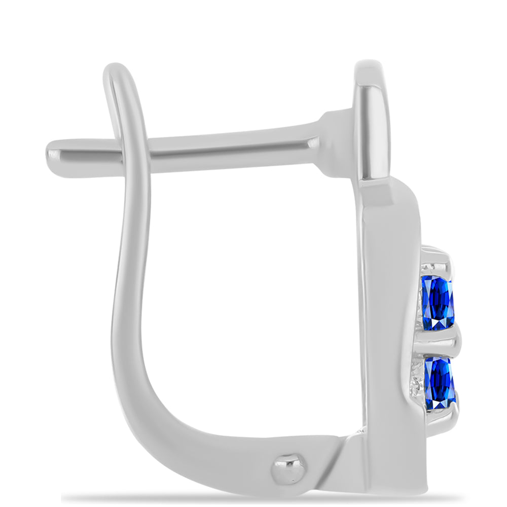 Silberohrringe mit australischem blauem Saphir und weißem Topas