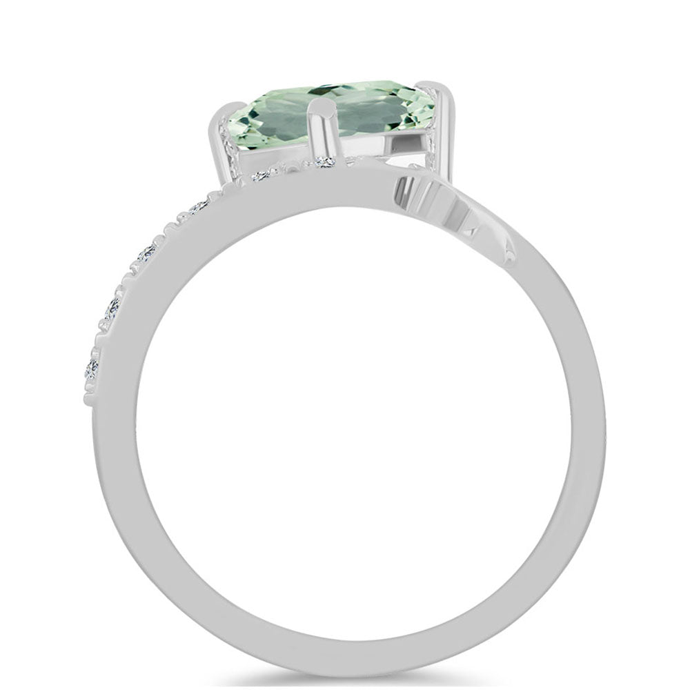 Silberring mit grünem Amethyst und weißem Topas