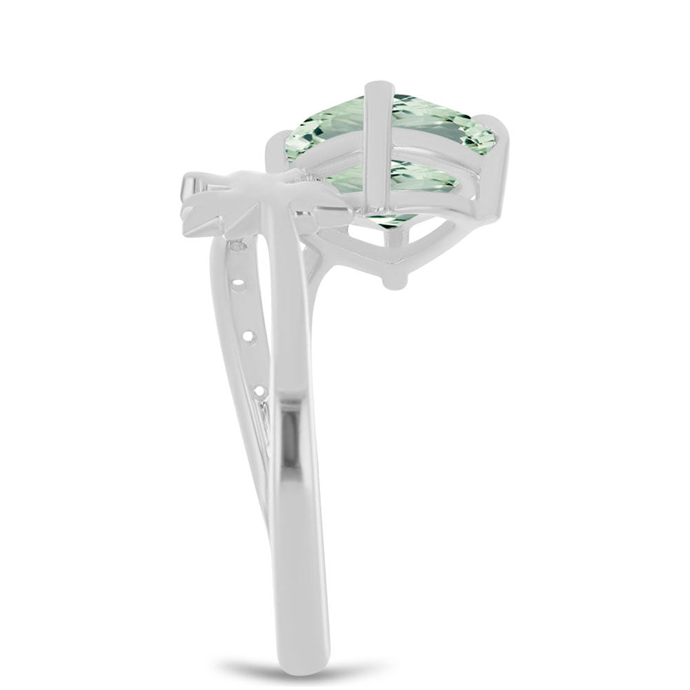 Silberring mit grünem Amethyst und weißem Topas