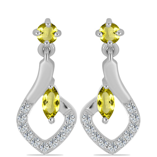 Silberohrringe mit Zitronentopas und weißem Topas