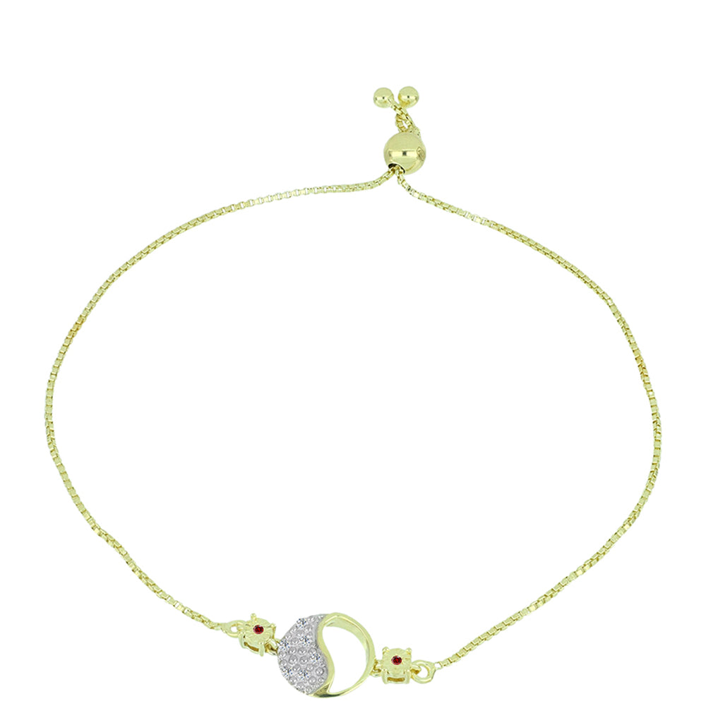 Goldplattiertes Silberarmband mit rotem Diamant und weißem Diamant