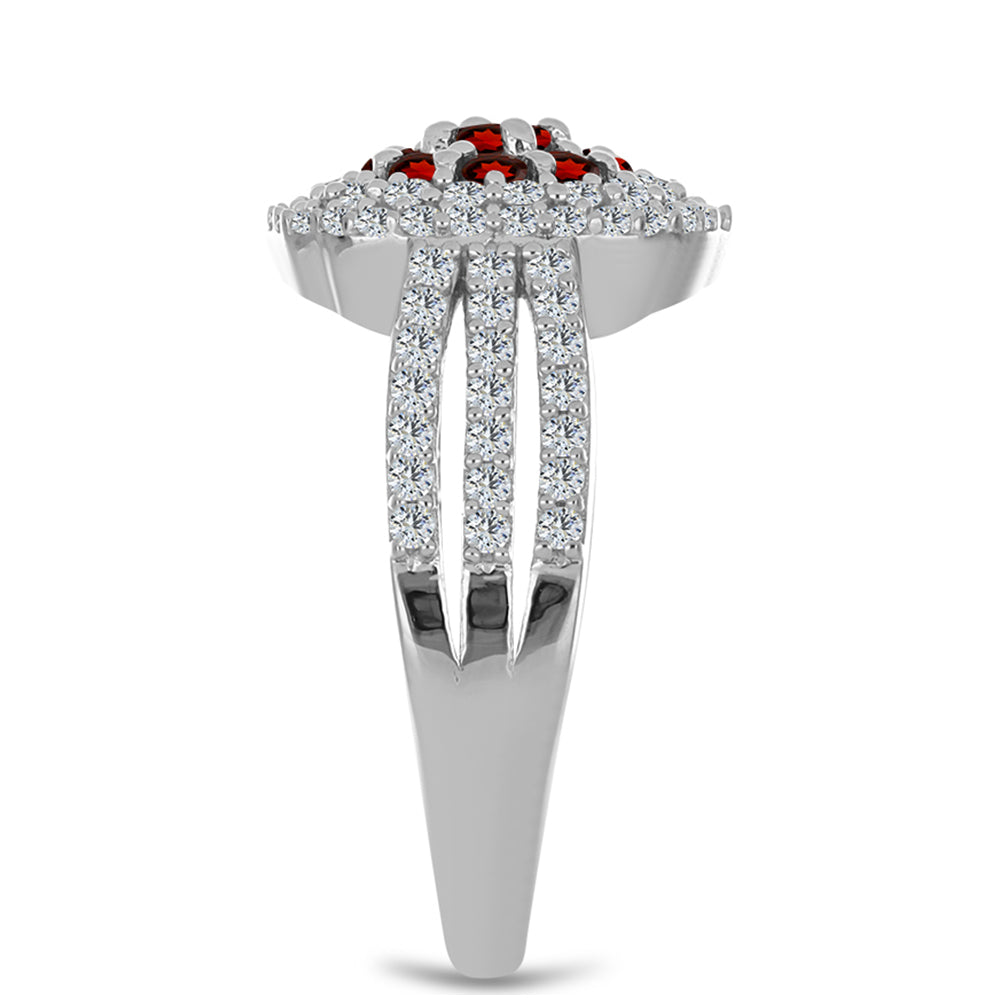 Silberring mit Barton Granat und weißem Topas