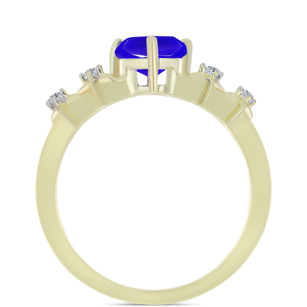 Goldplattierter Silberring mit blauem Achat und weißem Topas