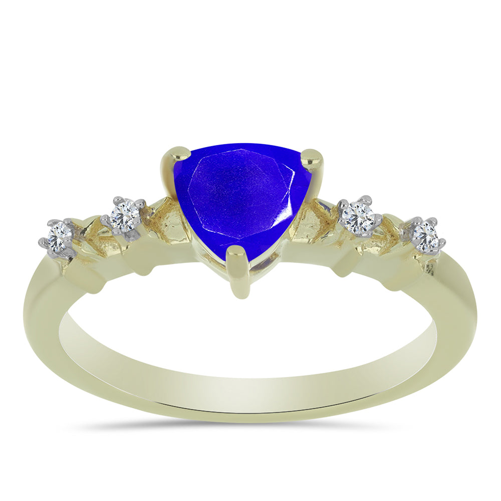 Goldplattierter Silberring mit blauem Achat und weißem Topas
