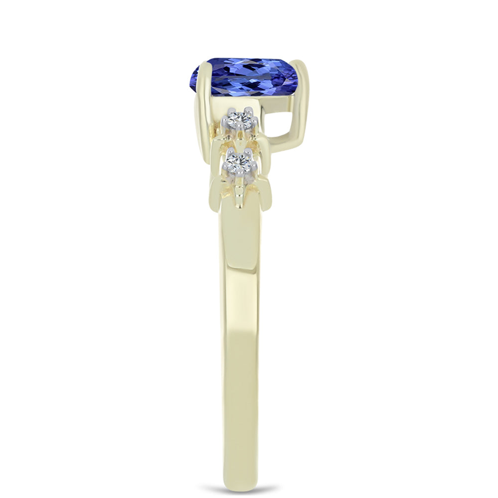 Goldplattierter Silberring mit blauem Achat und weißem Topas