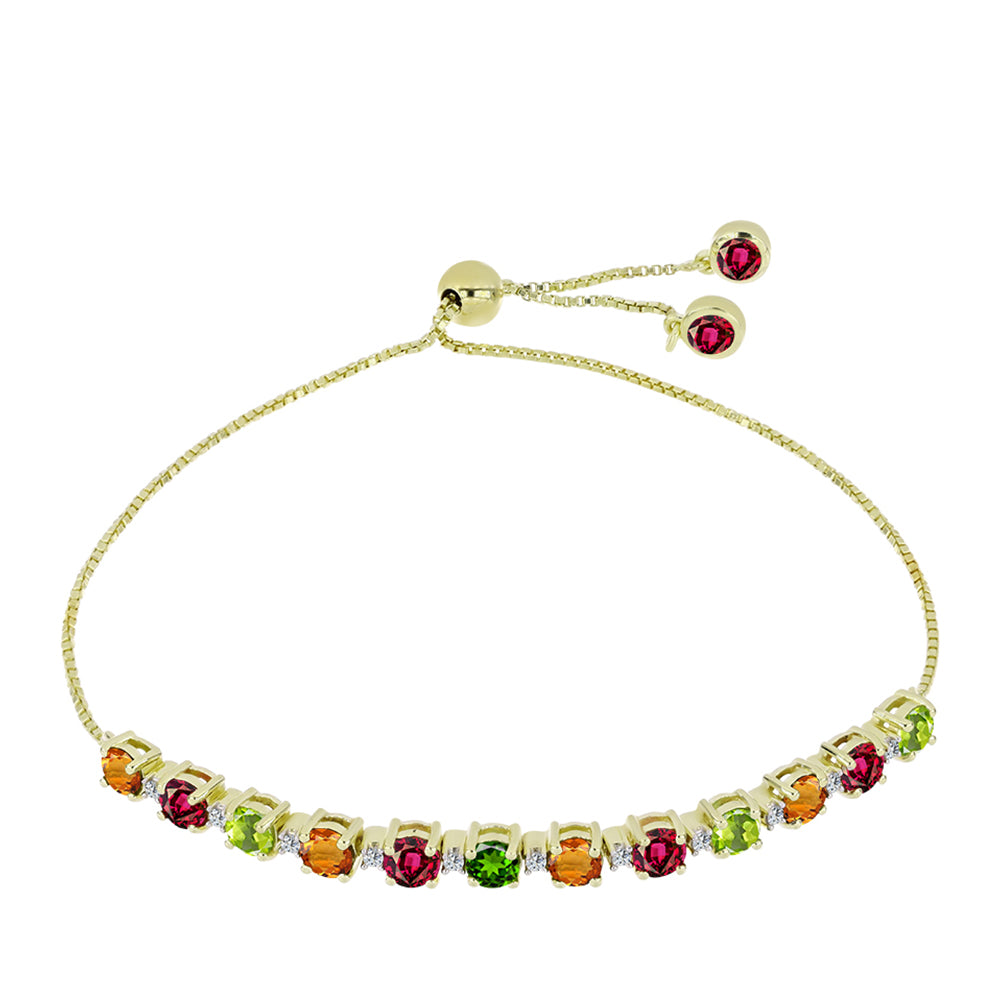 Goldplattiertes Silberarmband mit Chakra Turmalin und weißem Topas