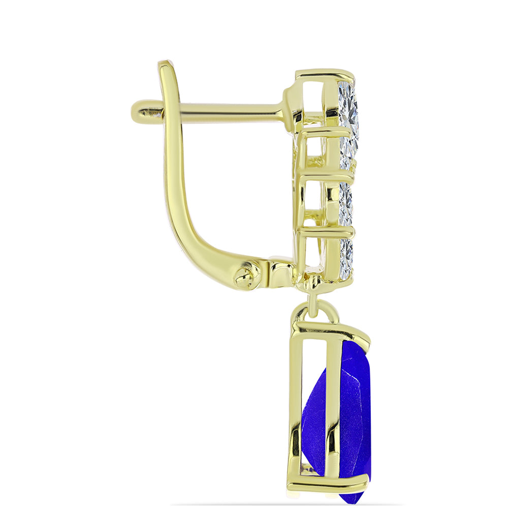 Goldplattierte Silberohrringe mit blauem Achat und weißem Topas