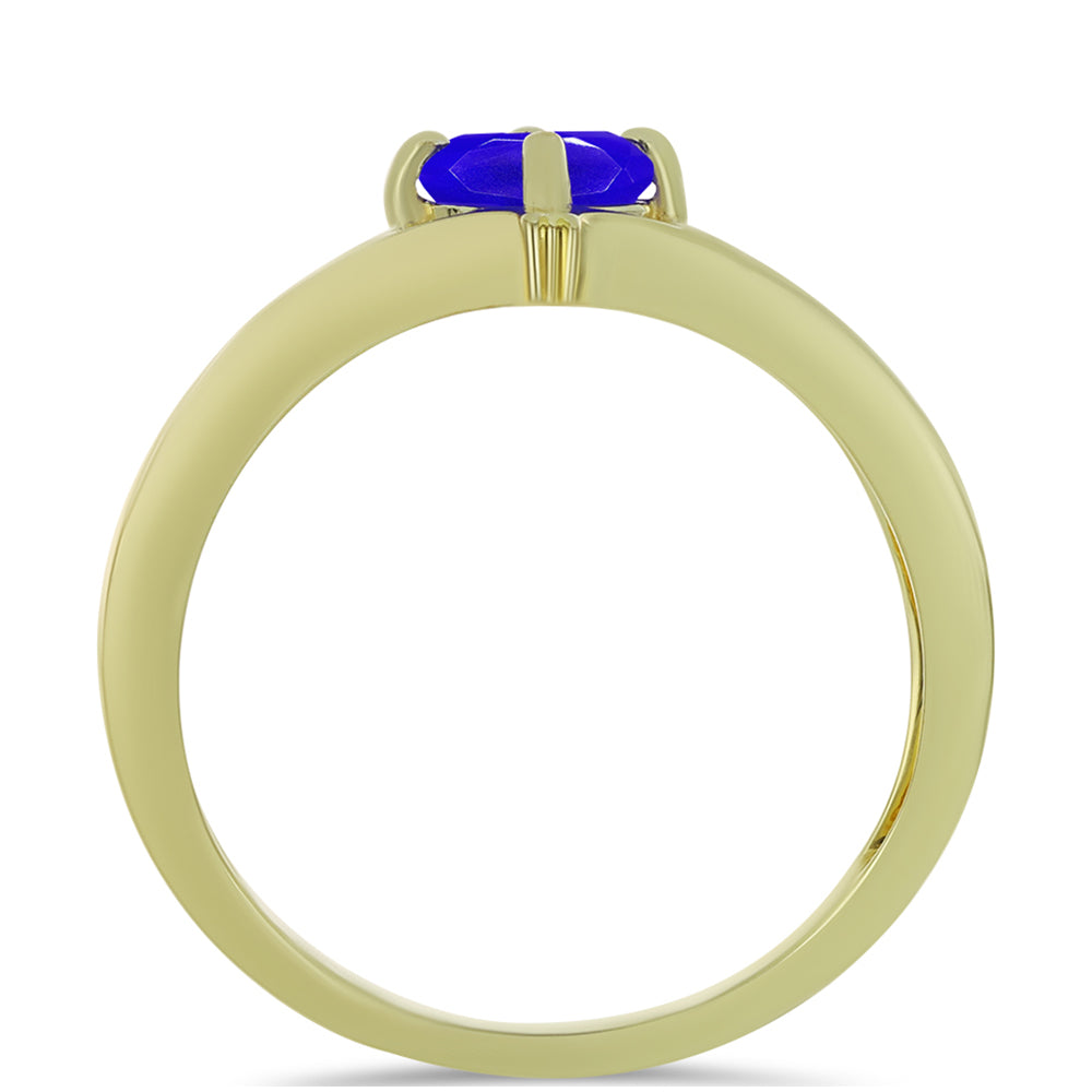 Goldplattierter Silberring mit blauem Achat