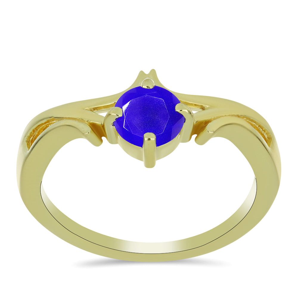 Goldplattierter Silberring mit blauem Achat