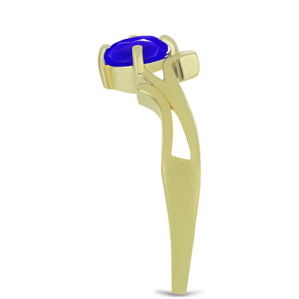 Goldplattierter Silberring mit blauem Achat