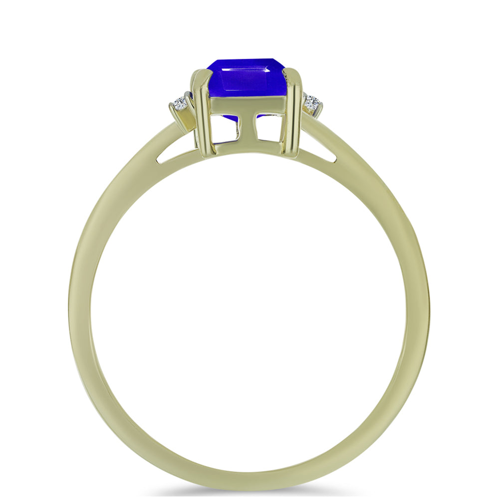 Goldplattierter Silberring mit blauem Achat und weißem Topas