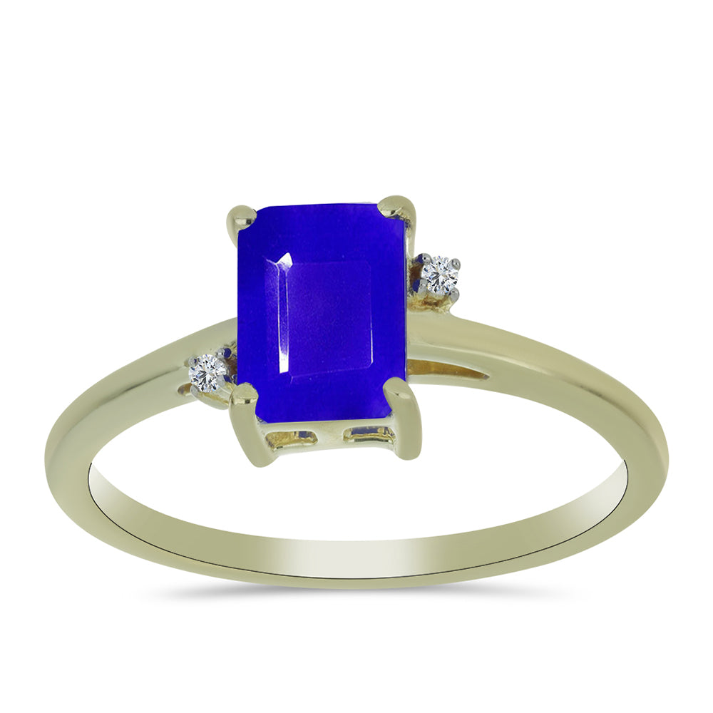 Goldplattierter Silberring mit blauem Achat und weißem Topas