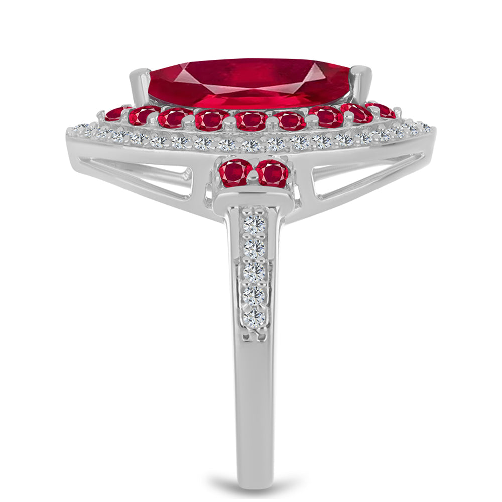 Silberring mit Rubin aus Madagaskar und weißem Topas