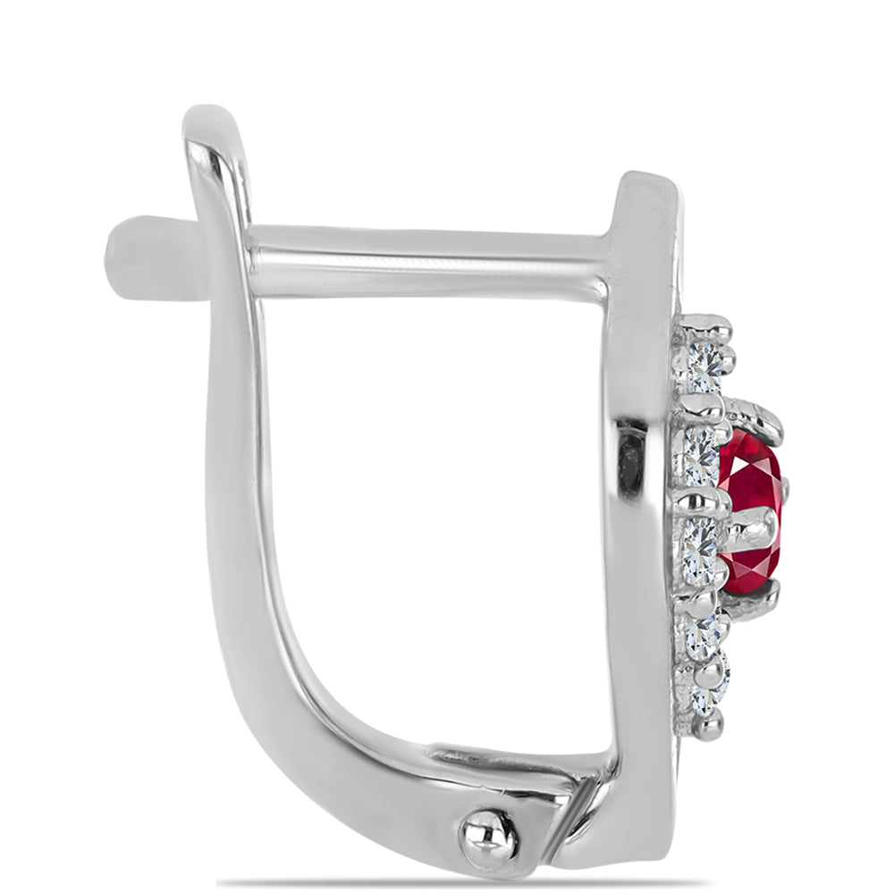 Silberohrringe mit Rubin aus Madagaskar und weißem Topas