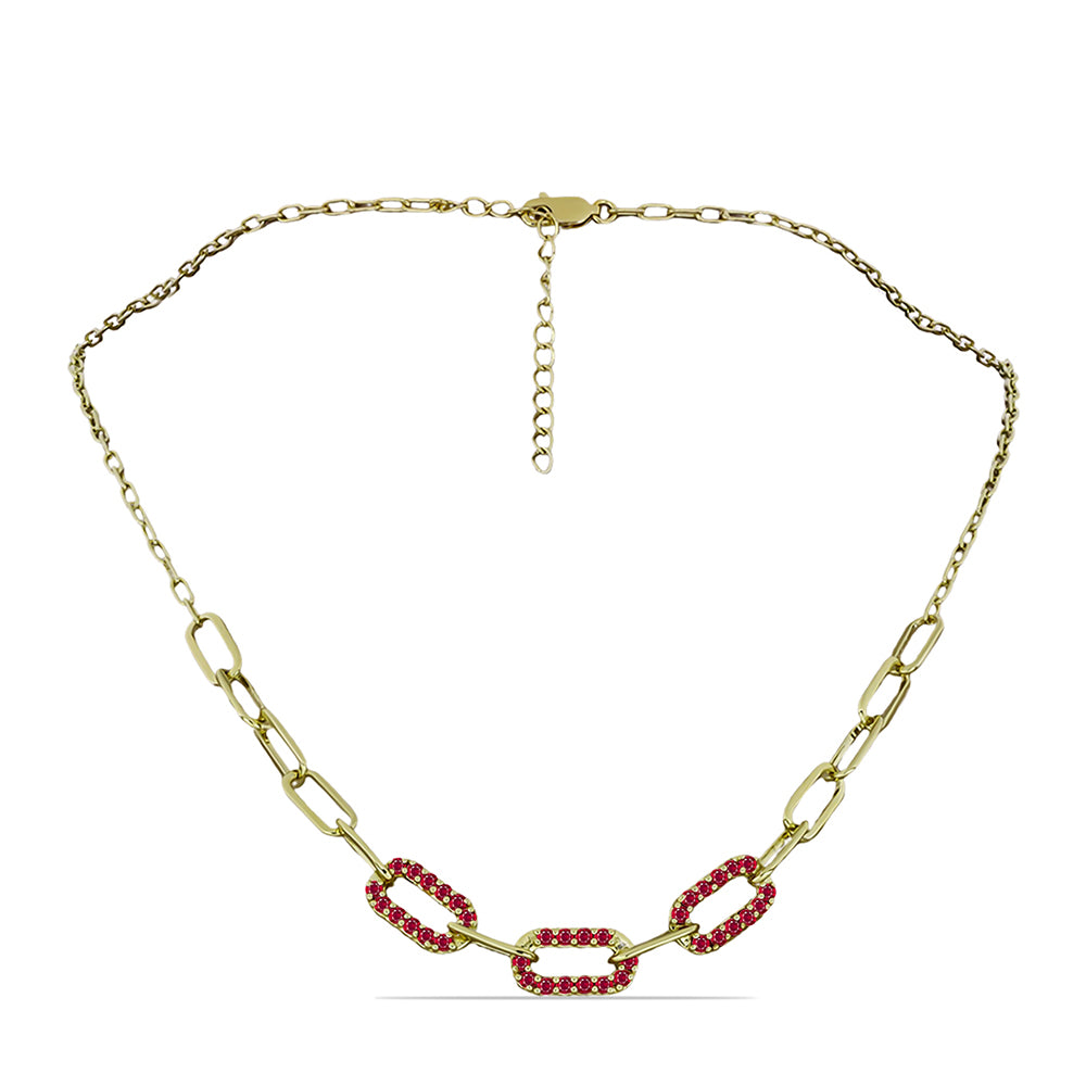 Goldplattierte Silberhalskette mit Rubin aus Madagaskar