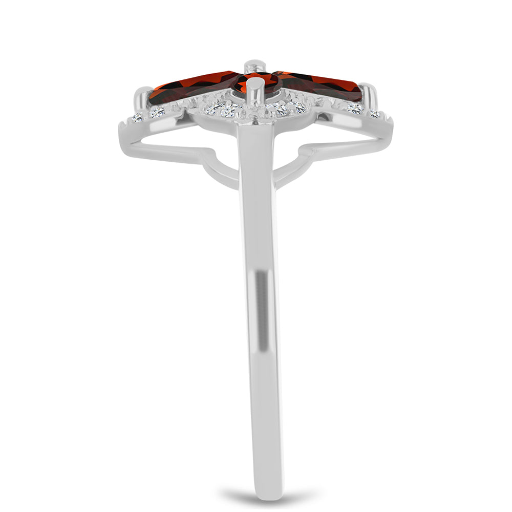 Silberring mit Barton Granat und weißem Topas