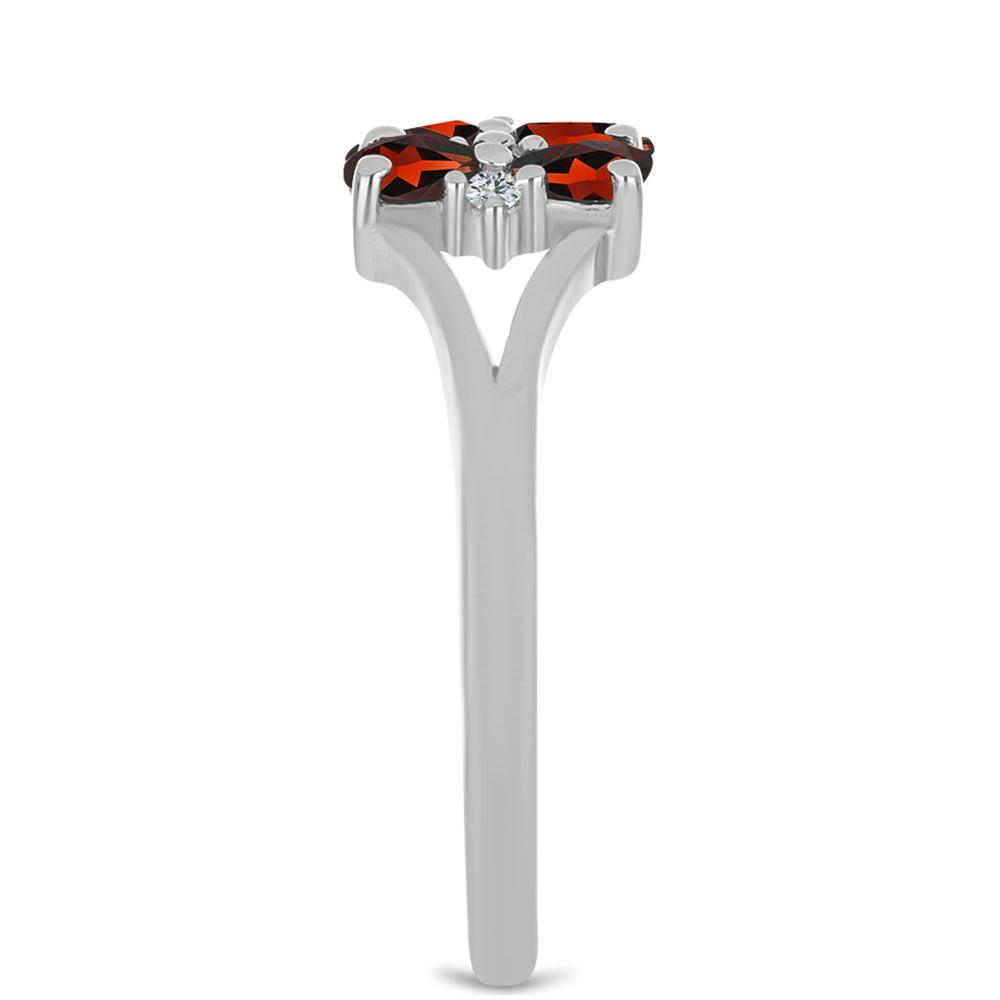 Silberring mit Barton Granat und weißem Topas