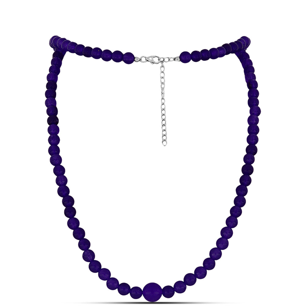 Silberhalskette mit lila Jade