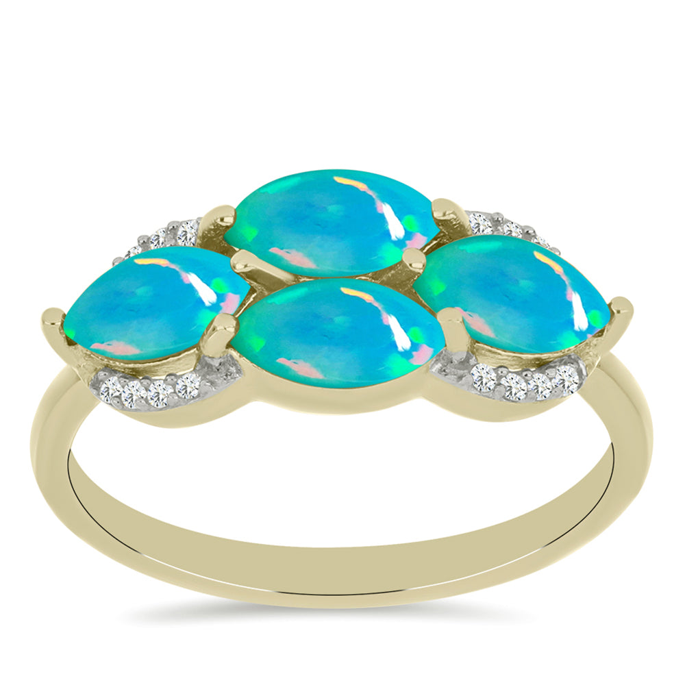 Goldplattierter Silberring mit äthiopischem Paraiba-Blauopal und weißem Topas