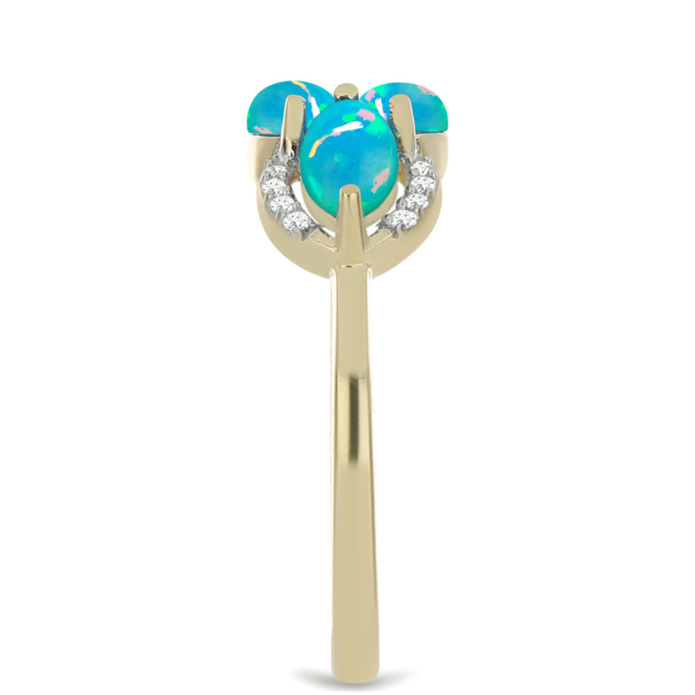 Goldplattierter Silberring mit äthiopischem Paraiba-Blauopal und weißem Topas