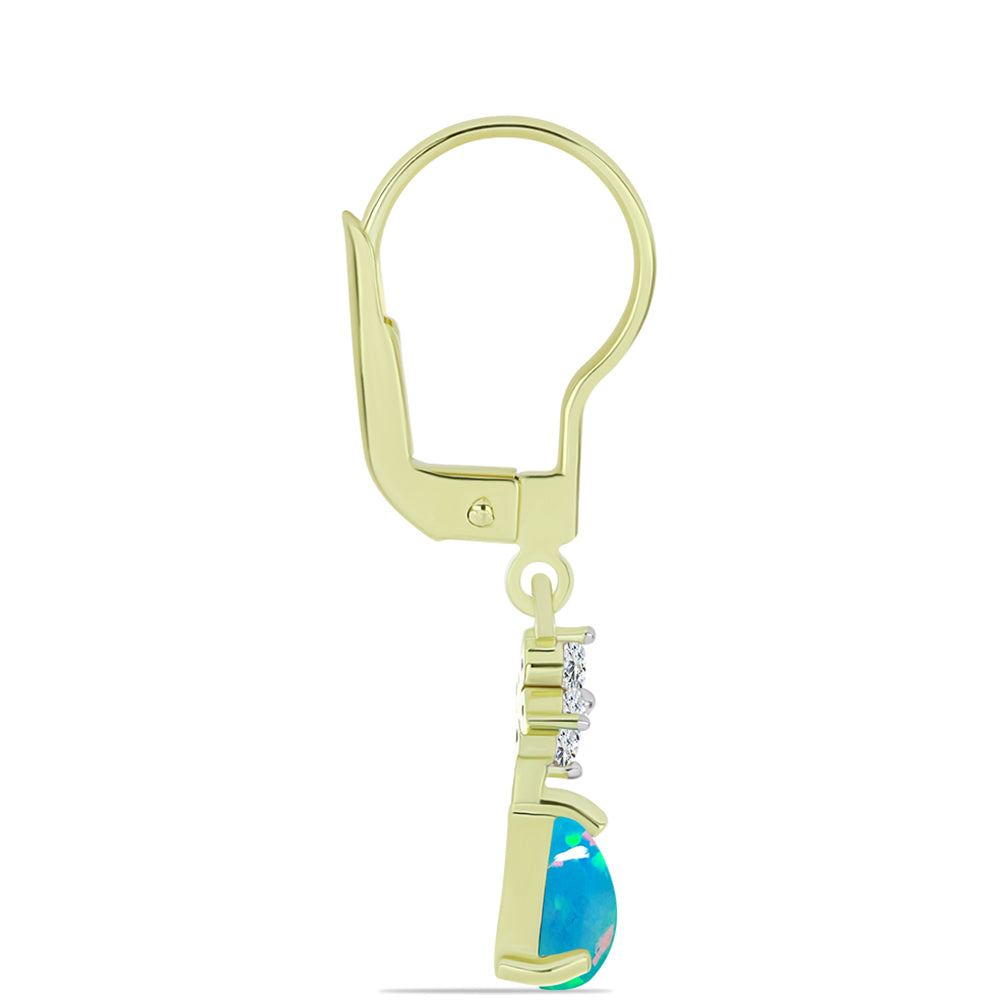 Goldplattierte Silberohrringe mit äthiopischem Paraiba-Blauopal und weißem Topas