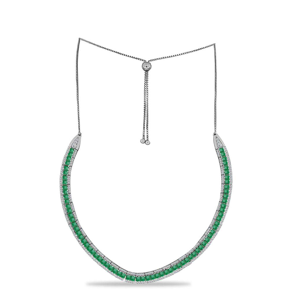 Silberhalskette mit brasilianischem Smaragd und weißem Topas