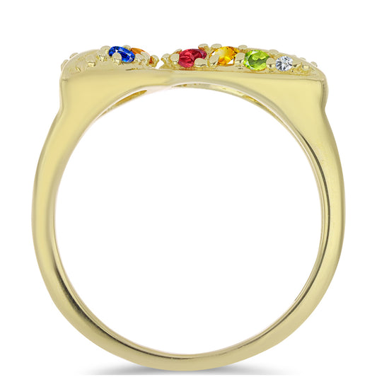 Goldplattierter Silberring mit regenbogenfarbenem Rosebery Saphir und weißem Topas