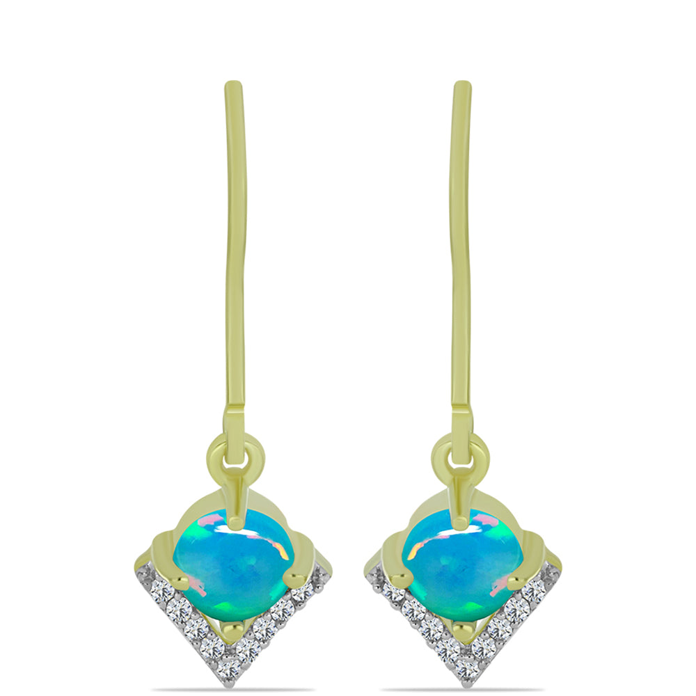 Goldplattierte Silberohrringe mit äthiopischem Paraiba-Blauopal und weißem Topas