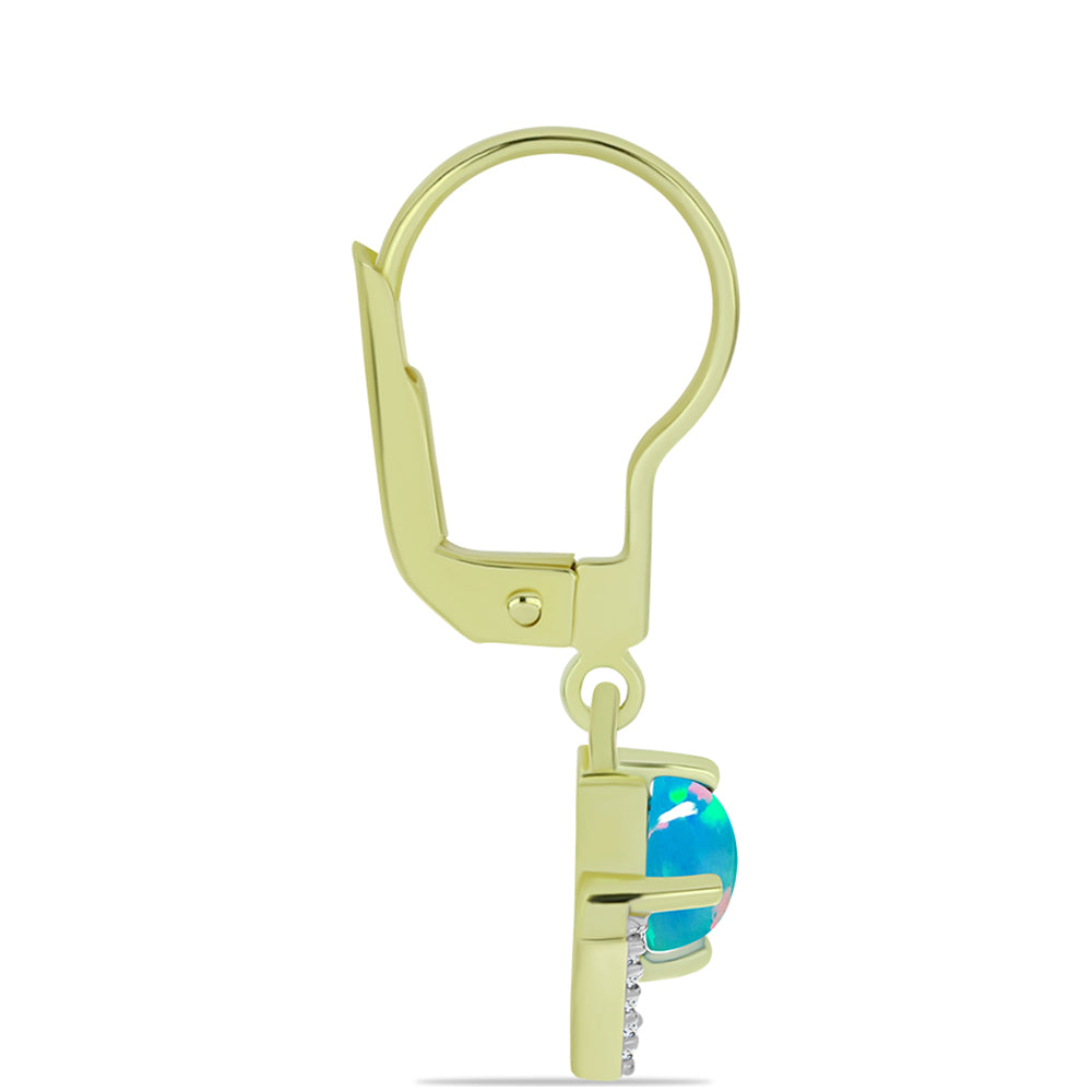 Goldplattierte Silberohrringe mit äthiopischem Paraiba-Blauopal und weißem Topas