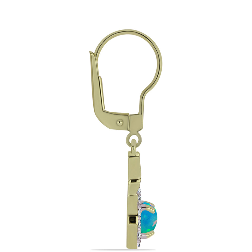 Goldplattierte Silberohrringe mit äthiopischem Paraiba-Blauopal und weißem Topas