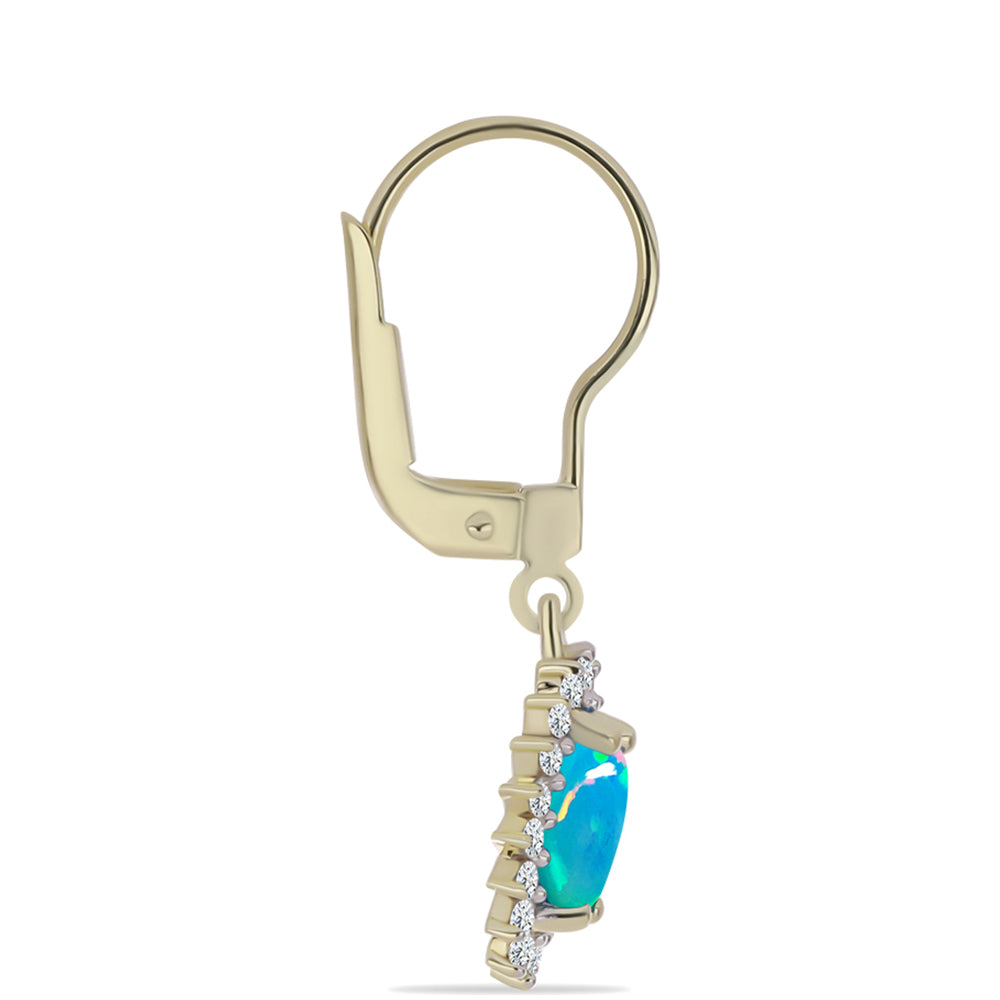 Goldplattierte Silberohrringe mit äthiopischem Paraiba-Blauopal und weißem Topas