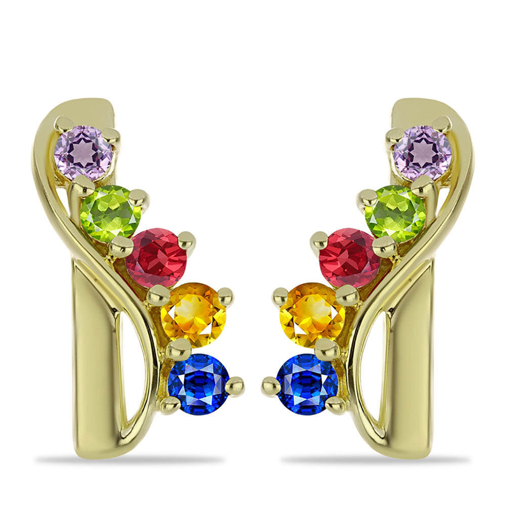 Goldplattierte Silberohrringe mit regenbogenfarbenem Rosebery Saphir