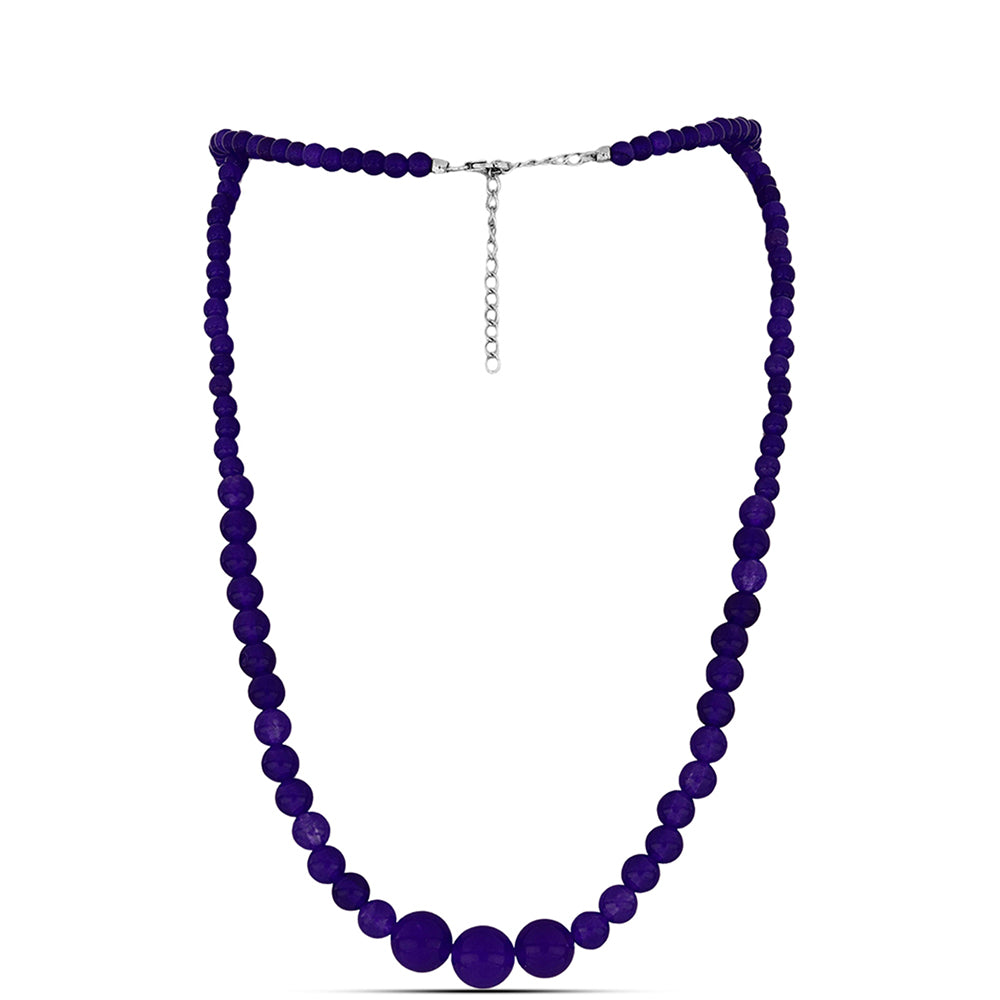 Silberhalskette mit lila Jade