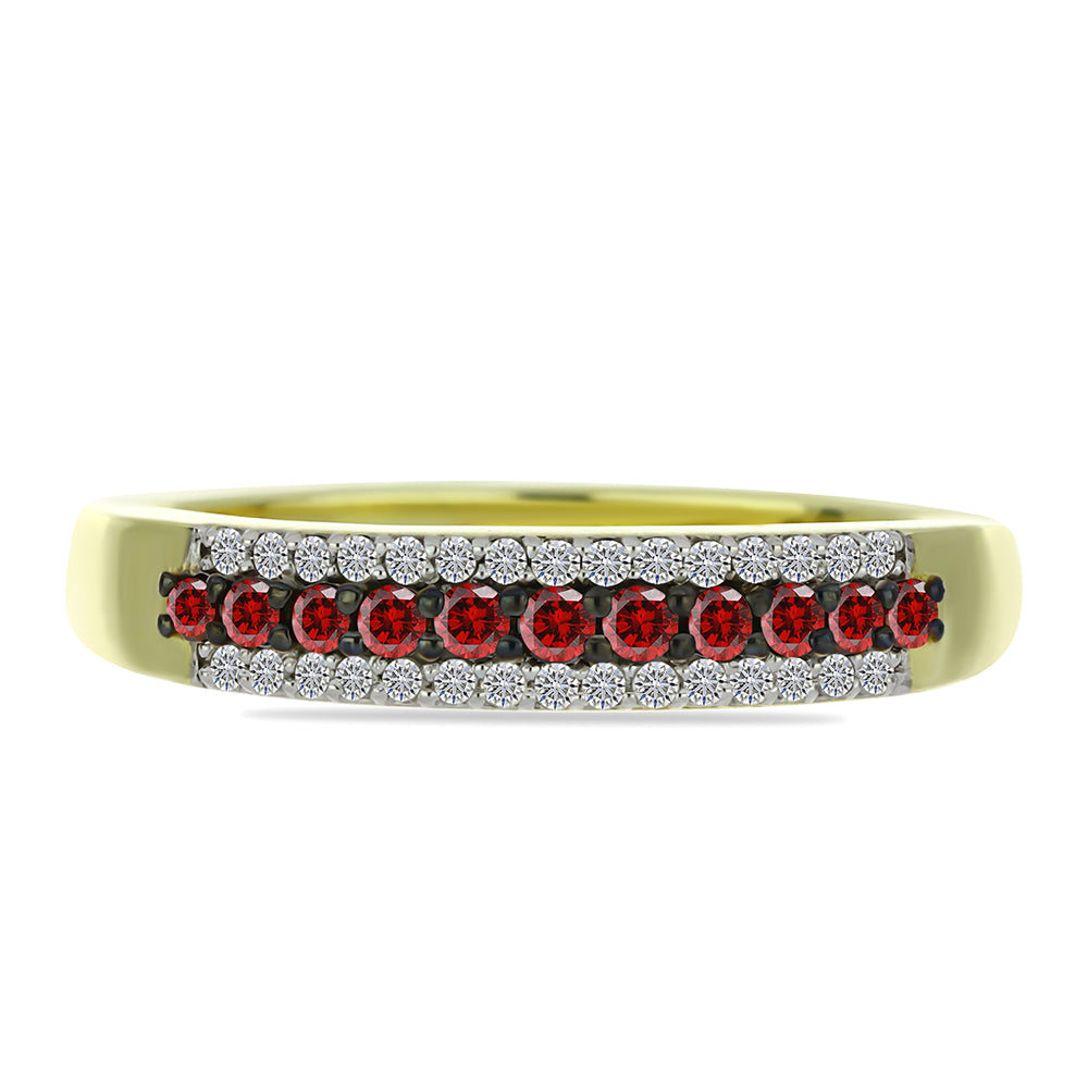 Goldplattierter Silberring mit rotem Diamant