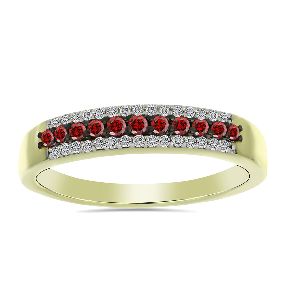 Goldplattierter Silberring mit rotem Diamant