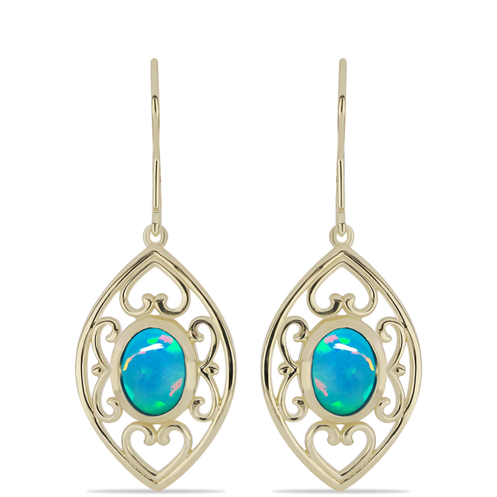 Goldplattierte Silberohrringe mit äthiopischem Paraiba-Blauopal 1