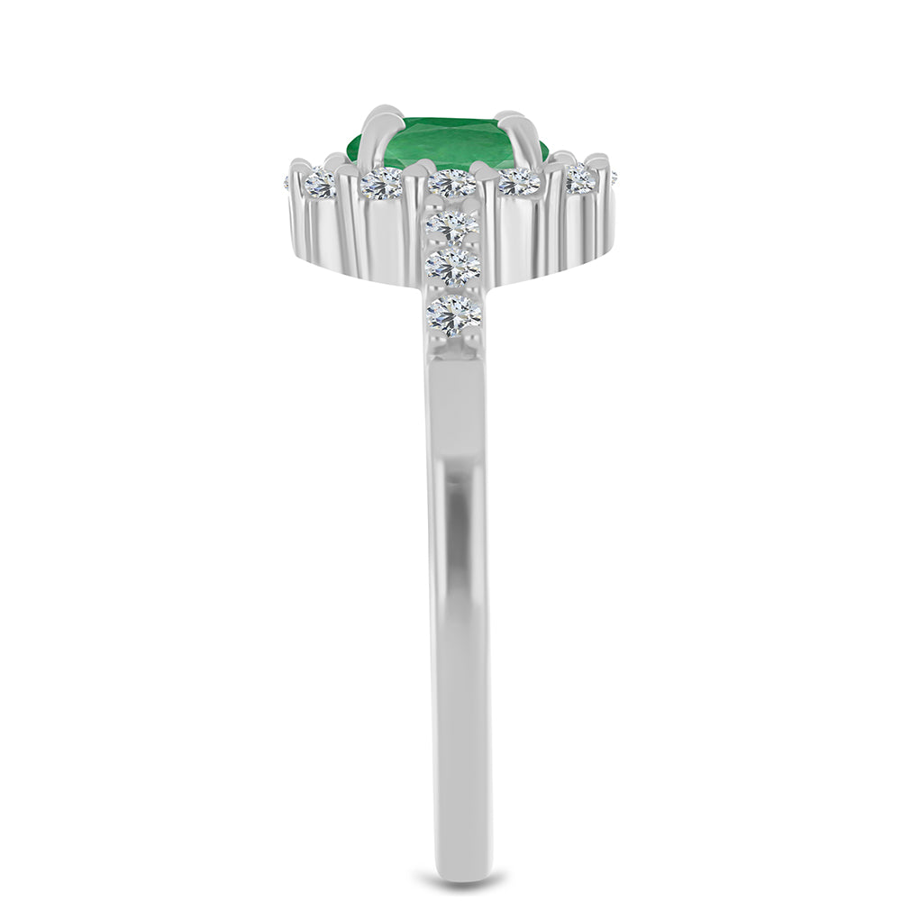 Silberring mit brasilianischem Smaragd und weißem Topas