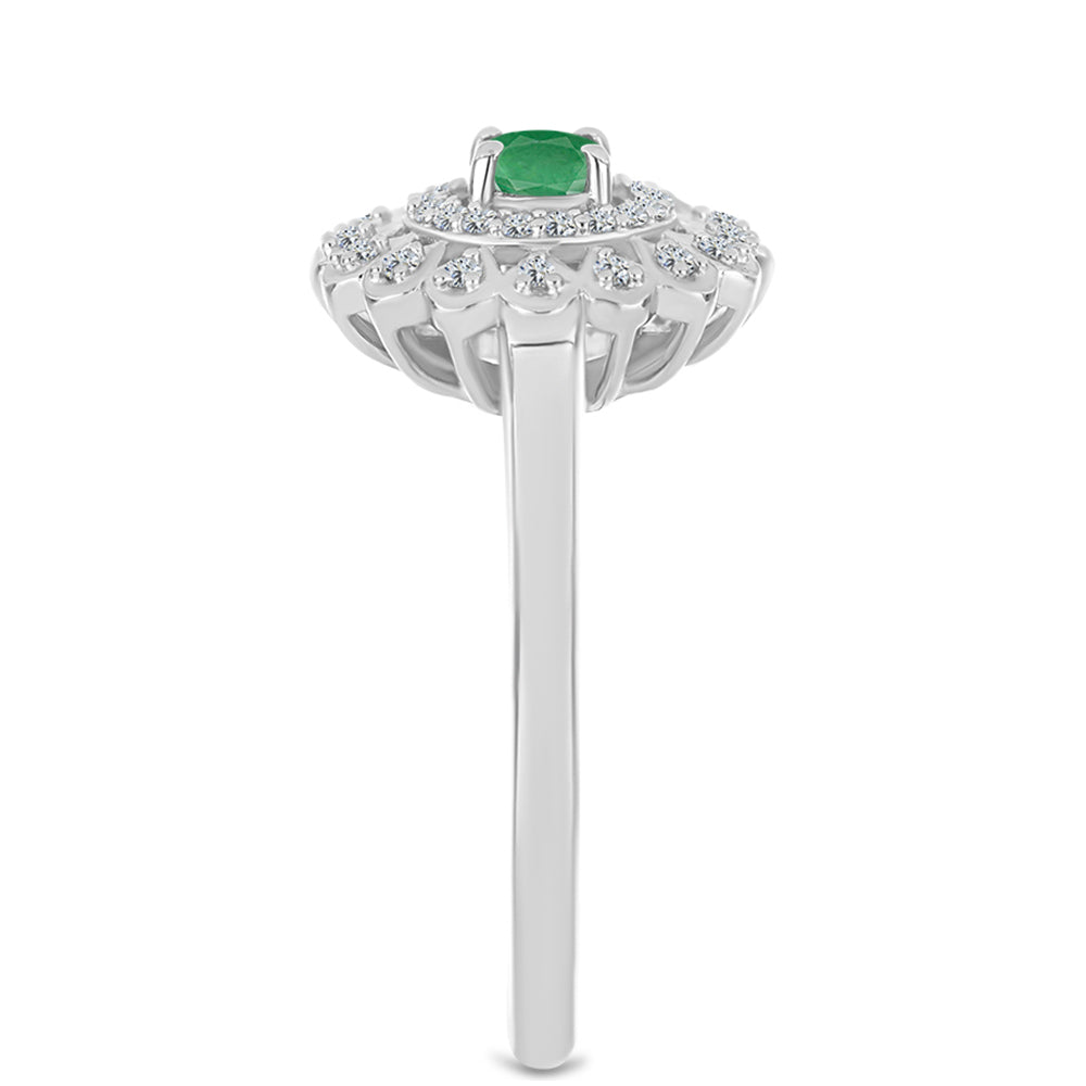 Silberring mit brasilianischem Smaragd und weißem Topas