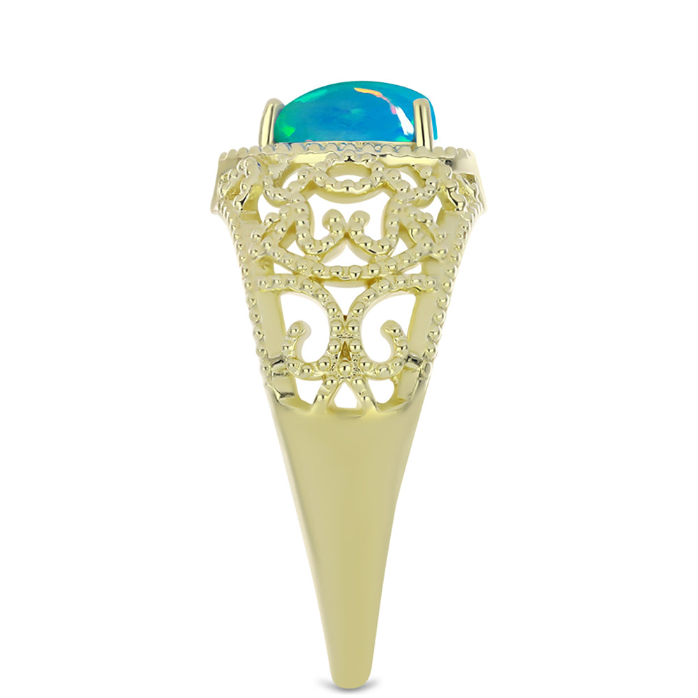 Goldplattierter Silberring mit äthiopischem Paraiba-Blauopal