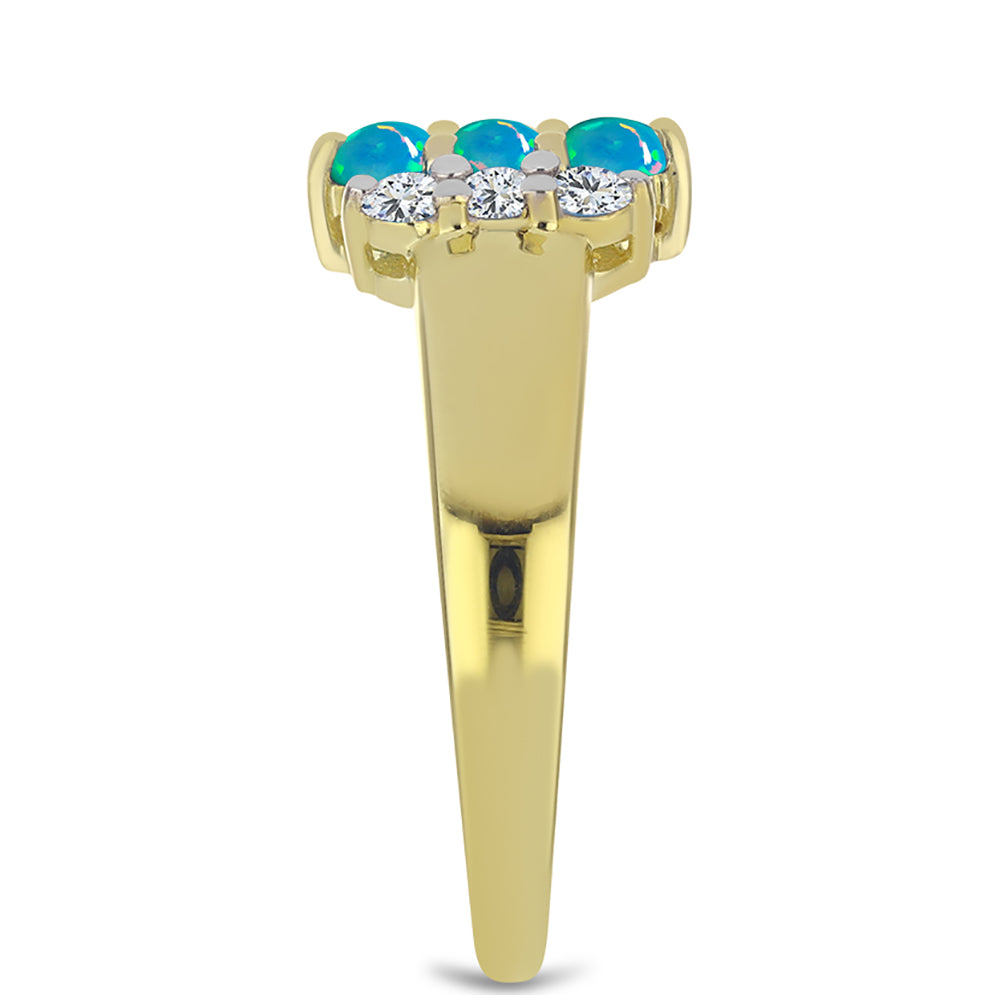 Goldplattierter Silberring mit äthiopischem Paraiba-Blauopal und weißem Topas