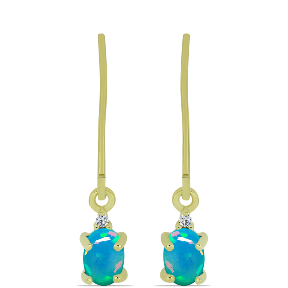 Goldplattierte Silberohrringe mit äthiopischem Paraiba-Blauopal und weißem Topas