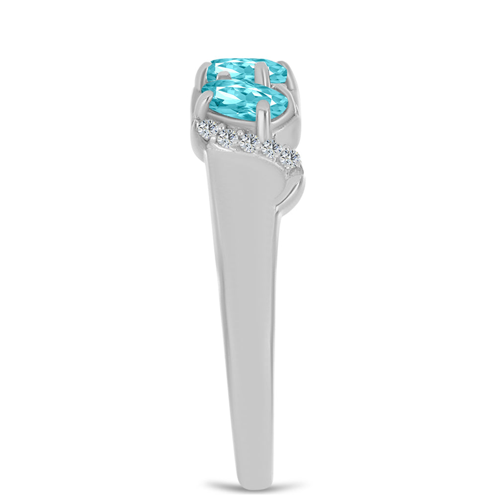 Silberring mit Paraiba Quarz und weißem Topas