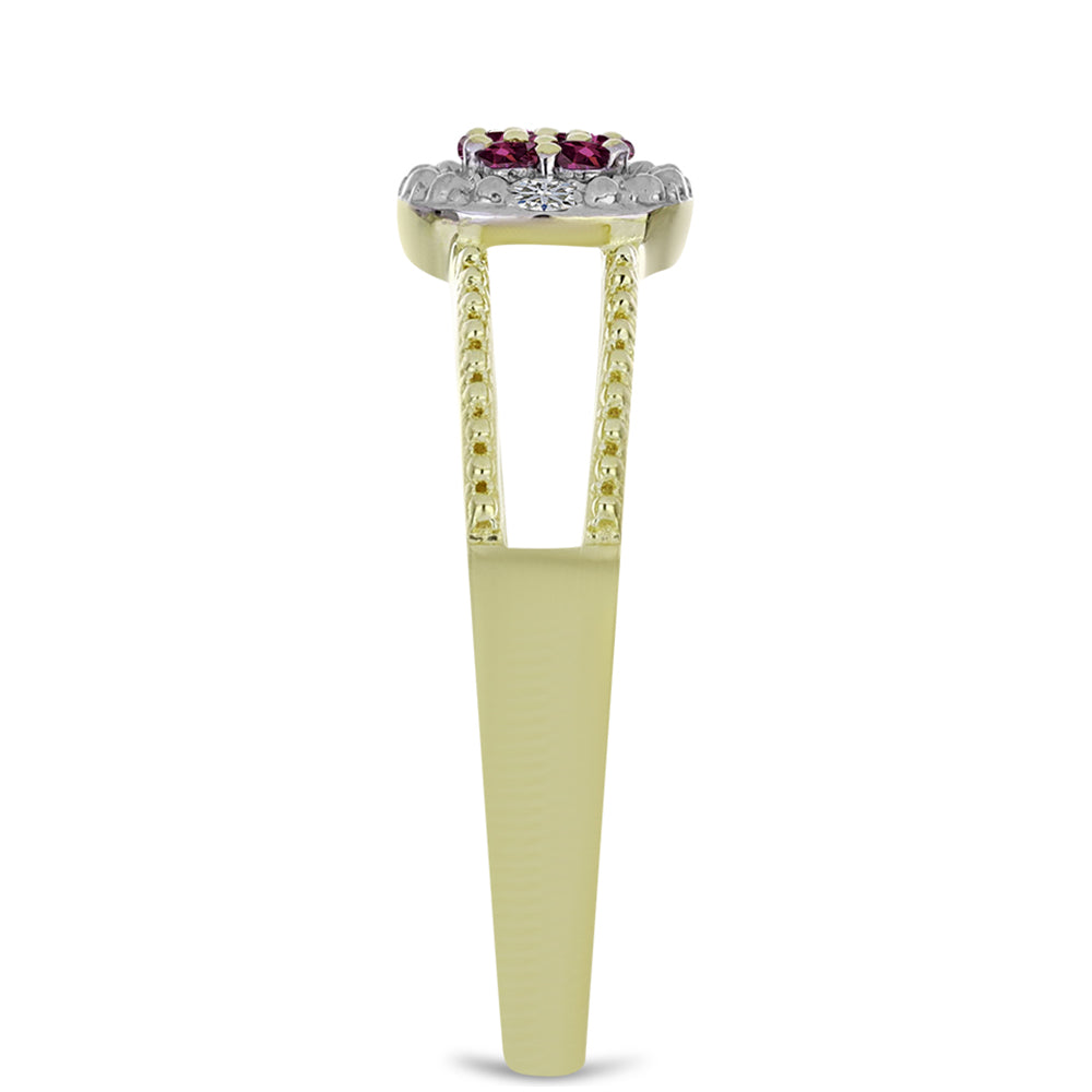 Goldplattierter Silberring mit lila Diamant und weißem Diamant