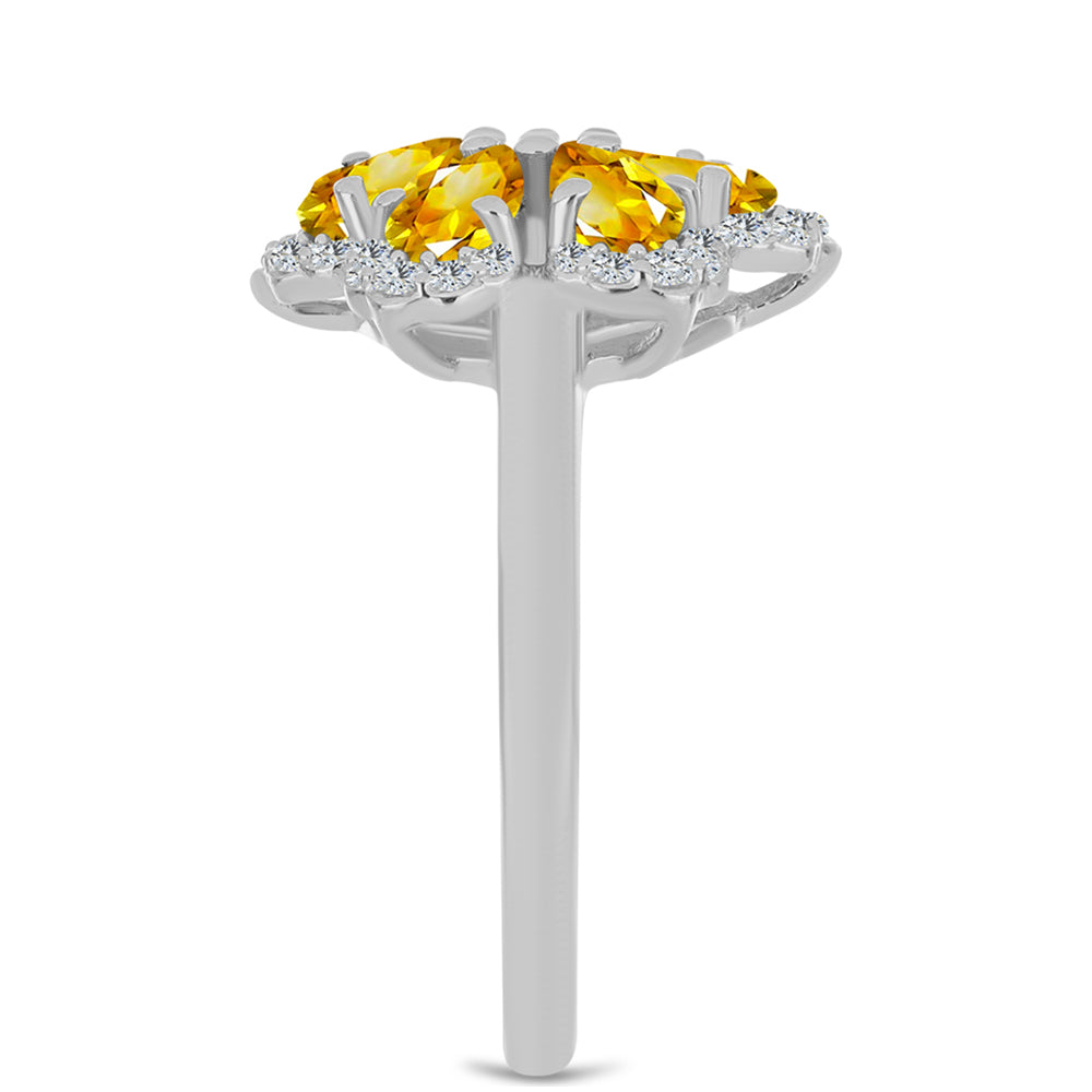 Silberring mit Zitrin aus dem Ural und weißem Topas