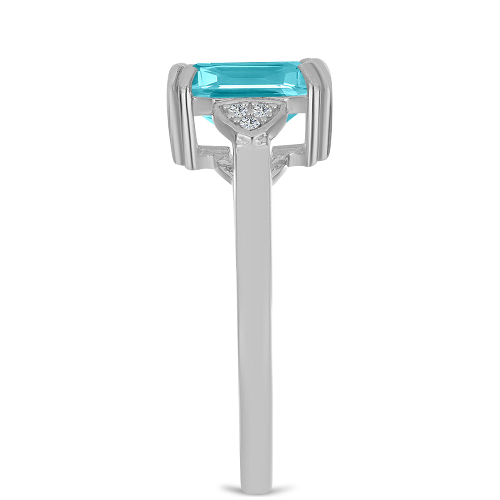 Silberring mit Paraiba Quarz und weißem Topas